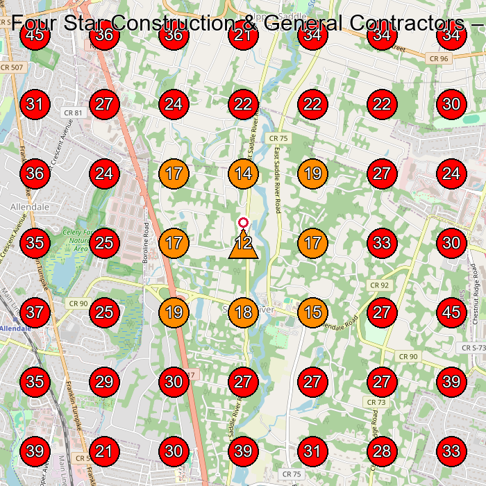 Four Star Construction & General Contractors GeoGrid visibility map for General Contractor in None